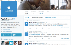 حساب Apple لدعم العملاء تويتر