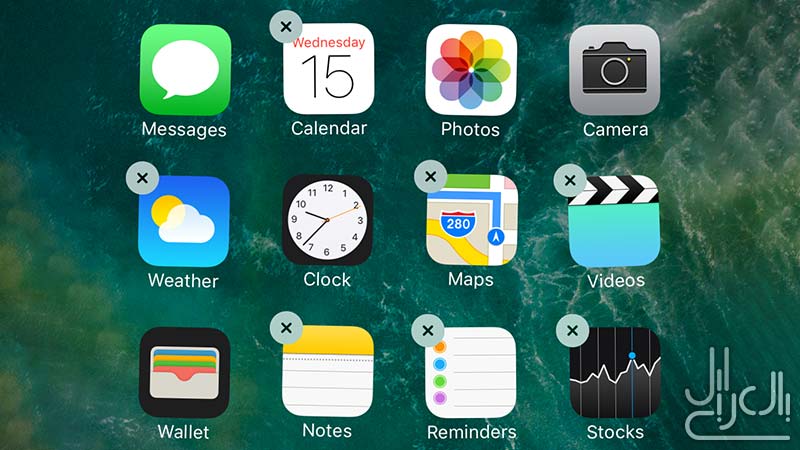 حذف التطبيقات الأساسية في iOS 10