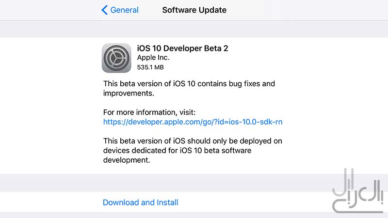 تحديث iOS 10.0 بيتا 2