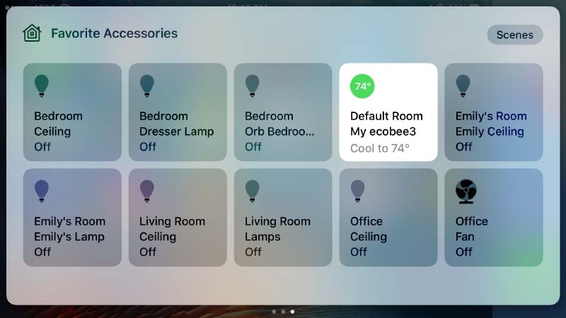إعدادات المنزل في مركز التحكم في iOS 10 بيتا 3